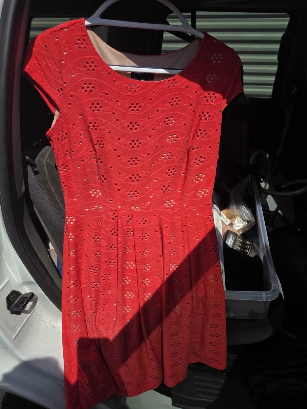 Enfocus Studio Red Eyelet Fit & Flare Dress